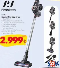 PİRANTECH ES92 ŞARJLI DİK SÜPÜRGE PİRANTECH ES92 ŞARJLI DİK SÜPÜRGE